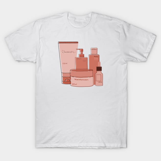 Skincare Essentials (Rose Theme) T-Shirt by aaalou